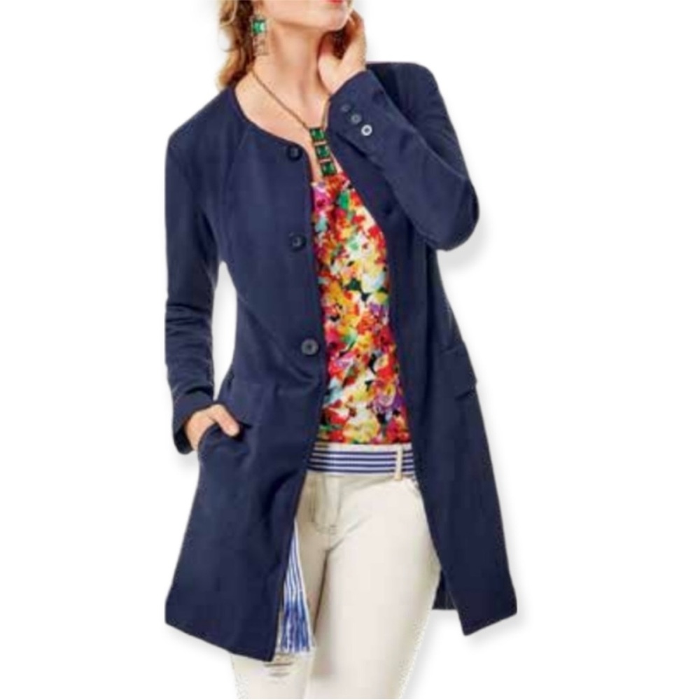 CAbi #5093 Lido Navy 3 Button Front Jacket Womens Size Medium with Pockets
